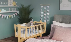 Kołyska niemowlęca Karol sosna 90X40 cm bujany kosz drewno sosnowe kółka