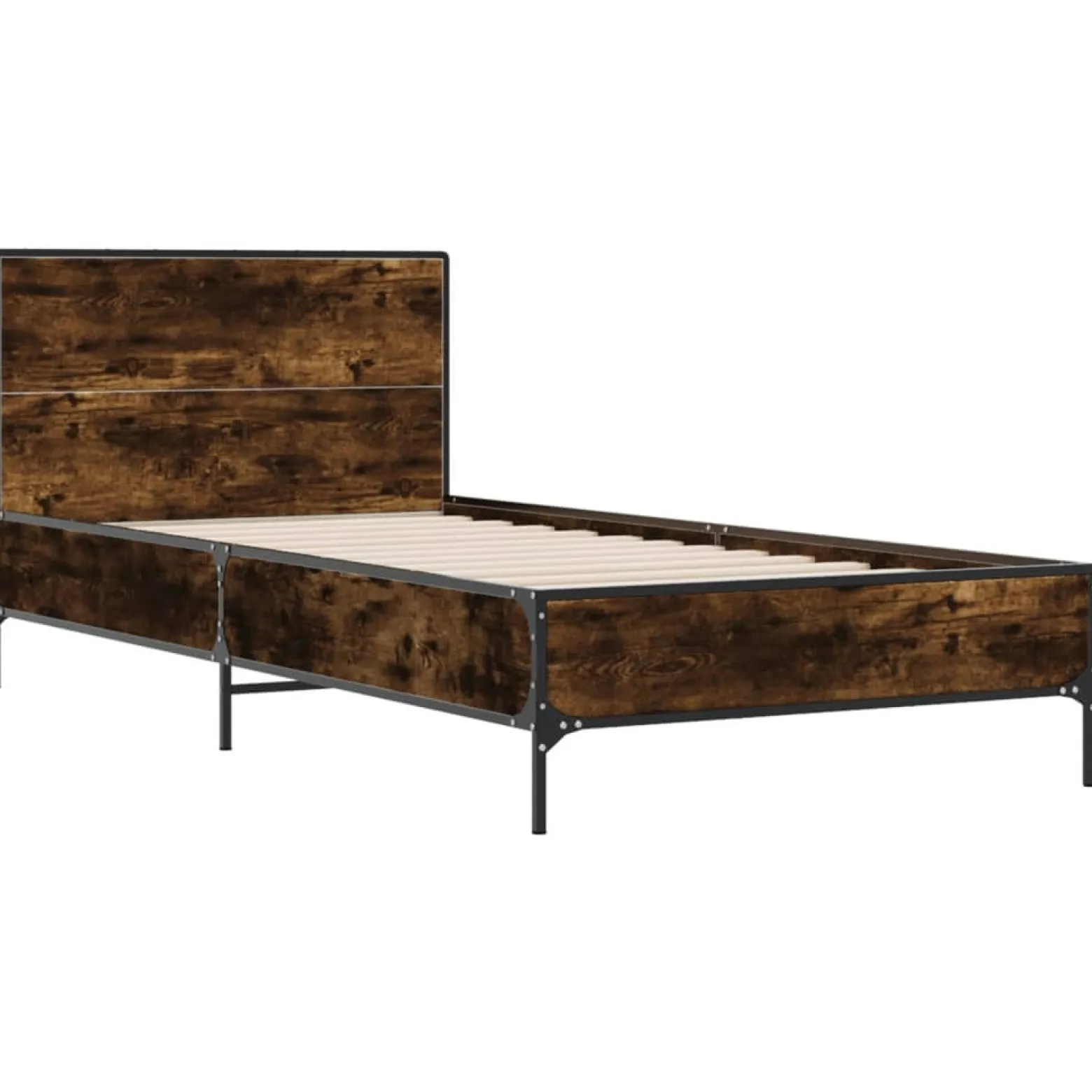 Łóżko Ze Stelażem Drewnopodobne Rama Łóżka Do Sypialni Pokoju 75x190 cm