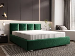 Łóżko Z Lustrami Abra Zieleń + Pojemnik + Stelaż Metal 160