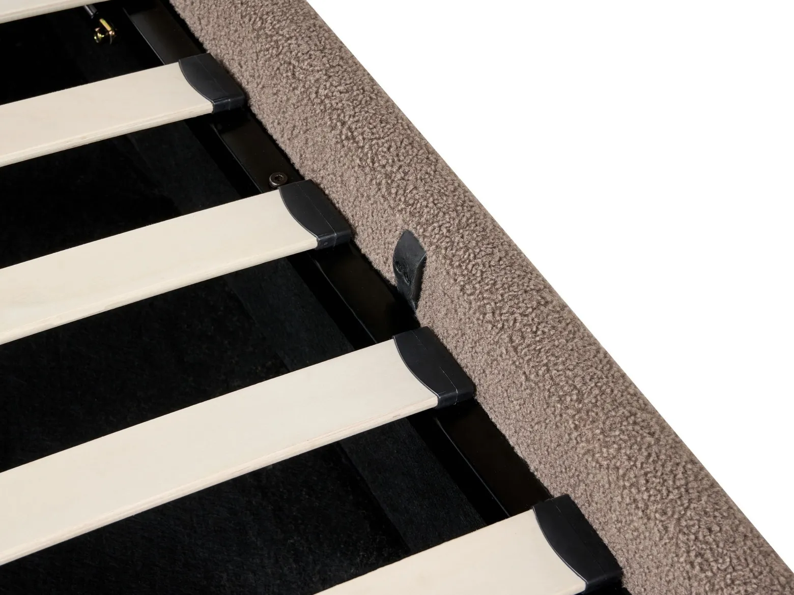 Łóżko z pojemnikiem bez zagłówka Boucle DINAN 90 x 200 cm Beżowoszary