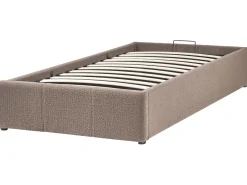 Łóżko z pojemnikiem bez zagłówka Boucle DINAN 90 x 200 cm Beżowoszary