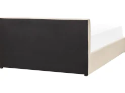 Łóżko z pojemnikiem 140x200 cm welurowe jasnobeżowe