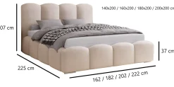 Łóżko z pojemnikiem 140x200 Zenna, welur, stelaż metalowy - Brązowy