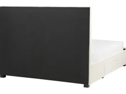 Łóżko z szufladami welurowe 160x200 cm kremowe