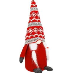 Krasnal świąteczny 33 cm skrzat gnom czerwono-szary