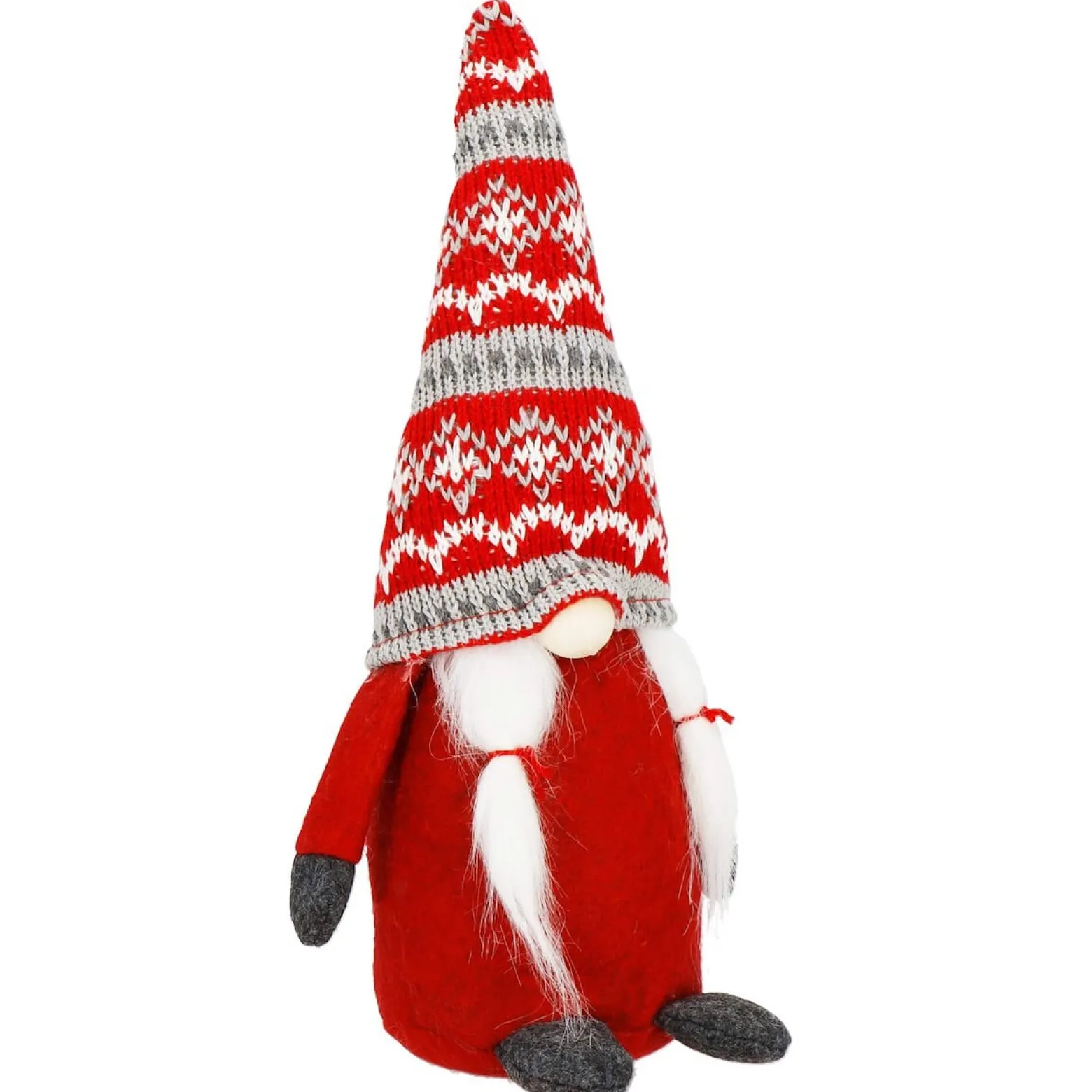 Krasnal świąteczny 33 cm skrzat gnom czerwono-szary
