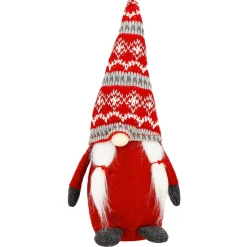 Krasnal świąteczny 33 cm skrzat gnom czerwono-szary