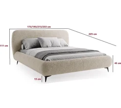 Kremowe minimalistyczne łóżko w tkaninie baranek MIA