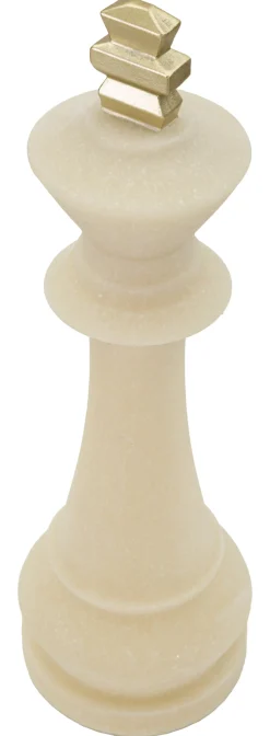 Król szachowy z żywicy beżowo-złotej Ø 13x41 cm