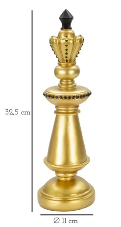 Król szachowy z żywicy w kolorze złotym i czarnym Ø 11x32,5 cm