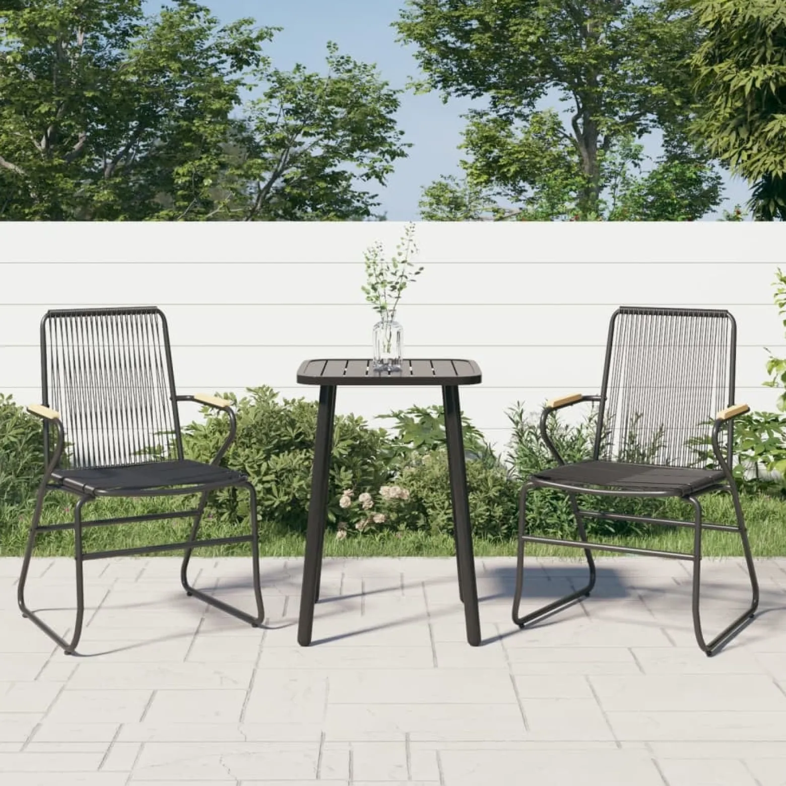 Krzesła ogrodowe 2 szt. czarne 58x59x85,5 cm rattan PVC