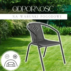 Krzesła ogrodowe 2 szt. metalowe, plecione krzesło na balkon szare zestaw