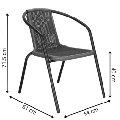 Krzesła ogrodowe 2 szt. metalowe, plecione krzesło na balkon szare zestaw