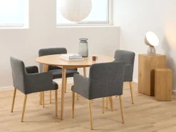 Krzesło Comforta tapicerowane z podłokietnikami, tkanina Anthracite 130