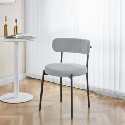 Krzesło tkanina boucle szary TEDDY do salonu jadalni tapicerowane