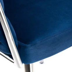 Krzesło welurowe plecione COFTON chrom VELVET granatowy