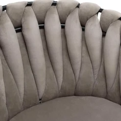 Krzesło welurowe plecione ASTON VELVET taupe beżowe