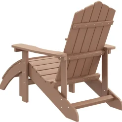 Krzesło Adirondack z podnóżkiem, HDPE, brązowe