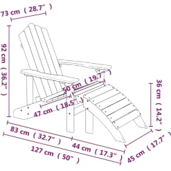 Krzesło Adirondack z podnóżkiem, HDPE, brązowe