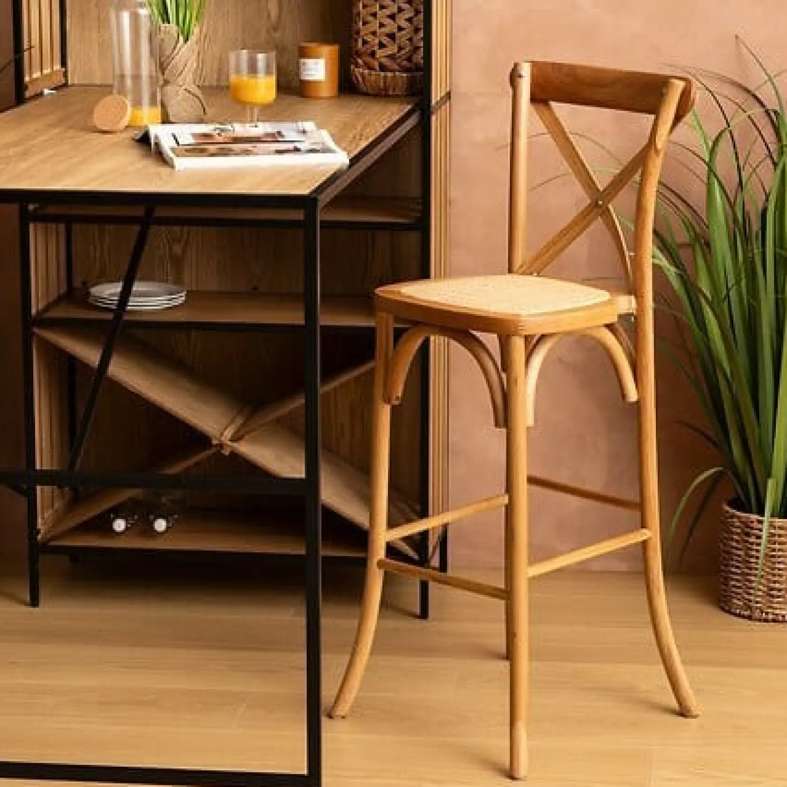 KRZESŁO BAROWE Isak Z DREWNA DĘBOWEGO naturalne ergonomiczne