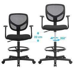 Krzesło Biurowe Ergonomiczny Stołek Roboczy Z Podłokietnikam
