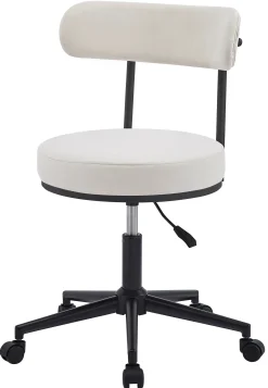 Krzesło biurowe z beżowej tkaniny z metalową podstawą