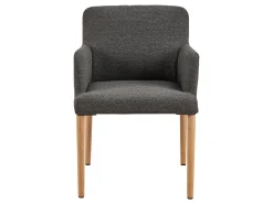 Krzesło Comforta tapicerowane z podłokietnikami, tkanina Anthracite 130