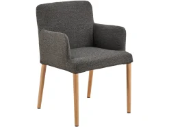 Krzesło Comforta tapicerowane z podłokietnikami, tkanina Anthracite 130