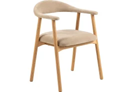Krzesło dębowe Scandi line z podłokietnikami, tapicerowane, Danny beige 3