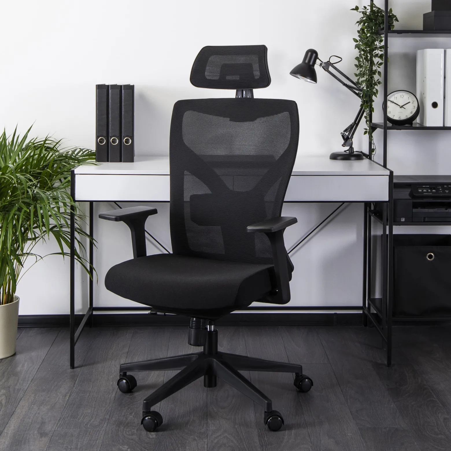 Krzesło Obrotowe Biurowe Fotel Ergonomiczny Obrotowy Biały Czarny FLEX