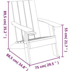 Krzesło ogrodowe Adirondack jasnobrązowe 75x88,5x89,5cm