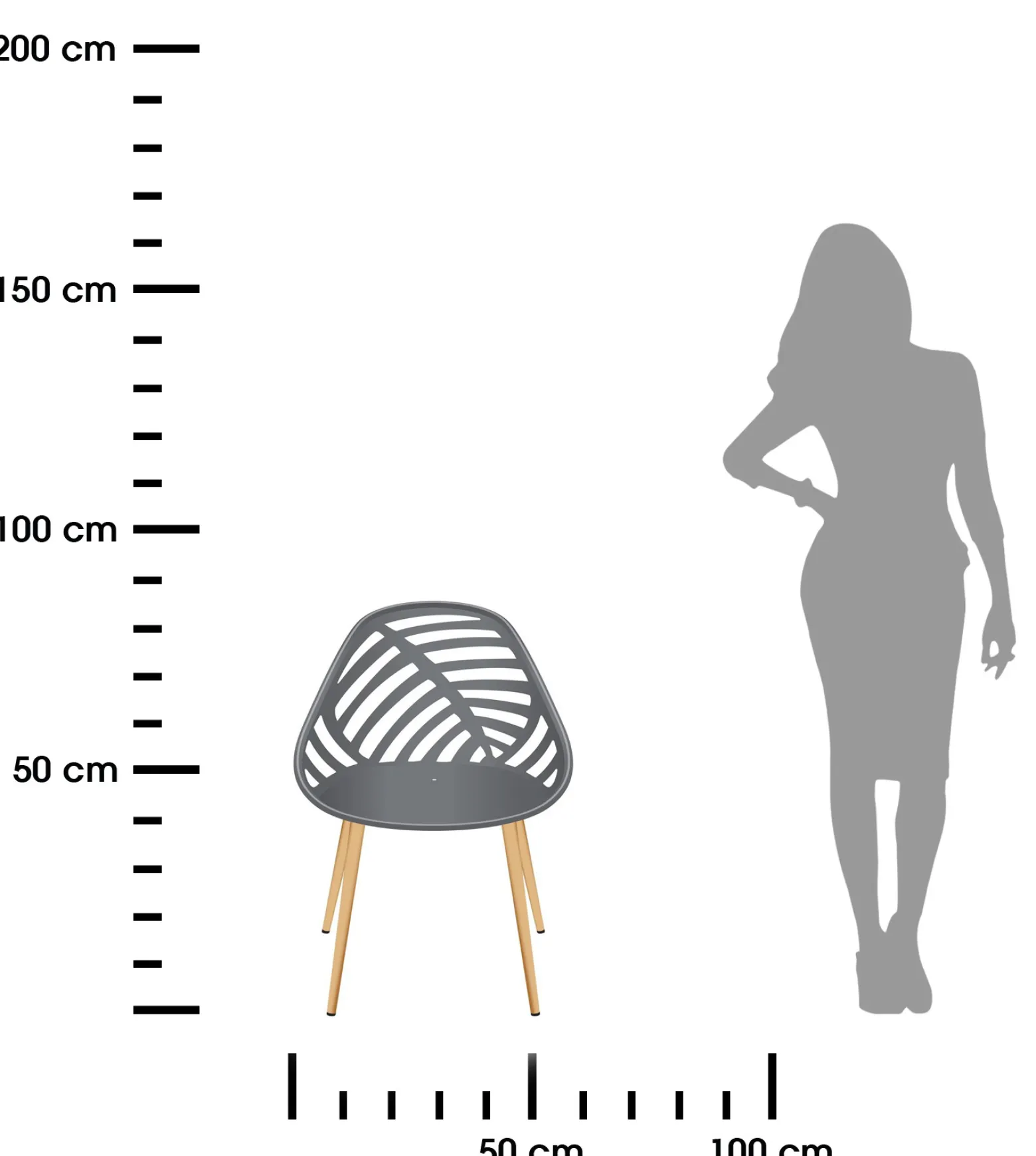 Krzesło ogrodowe LEAF szare plastikowe, metalowe nogi 86,5 cm do 110 kg