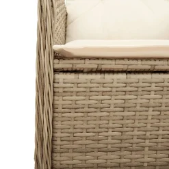 Krzesło Ogrodowe Rozkładane z Poduszką Fotel Ogrodowy Beżowy Rattan