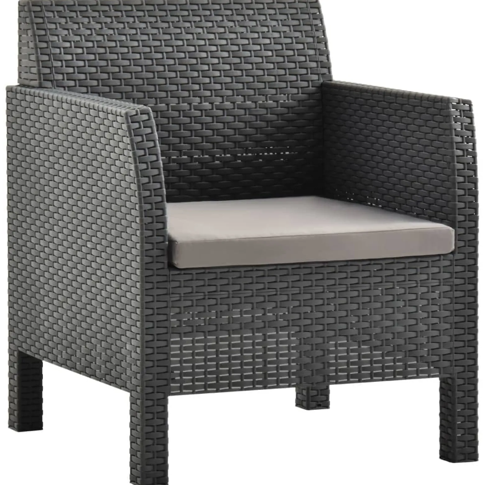 Krzesło ogrodowe z poduszką antracytowe 63x65x76 cm PP Rattan