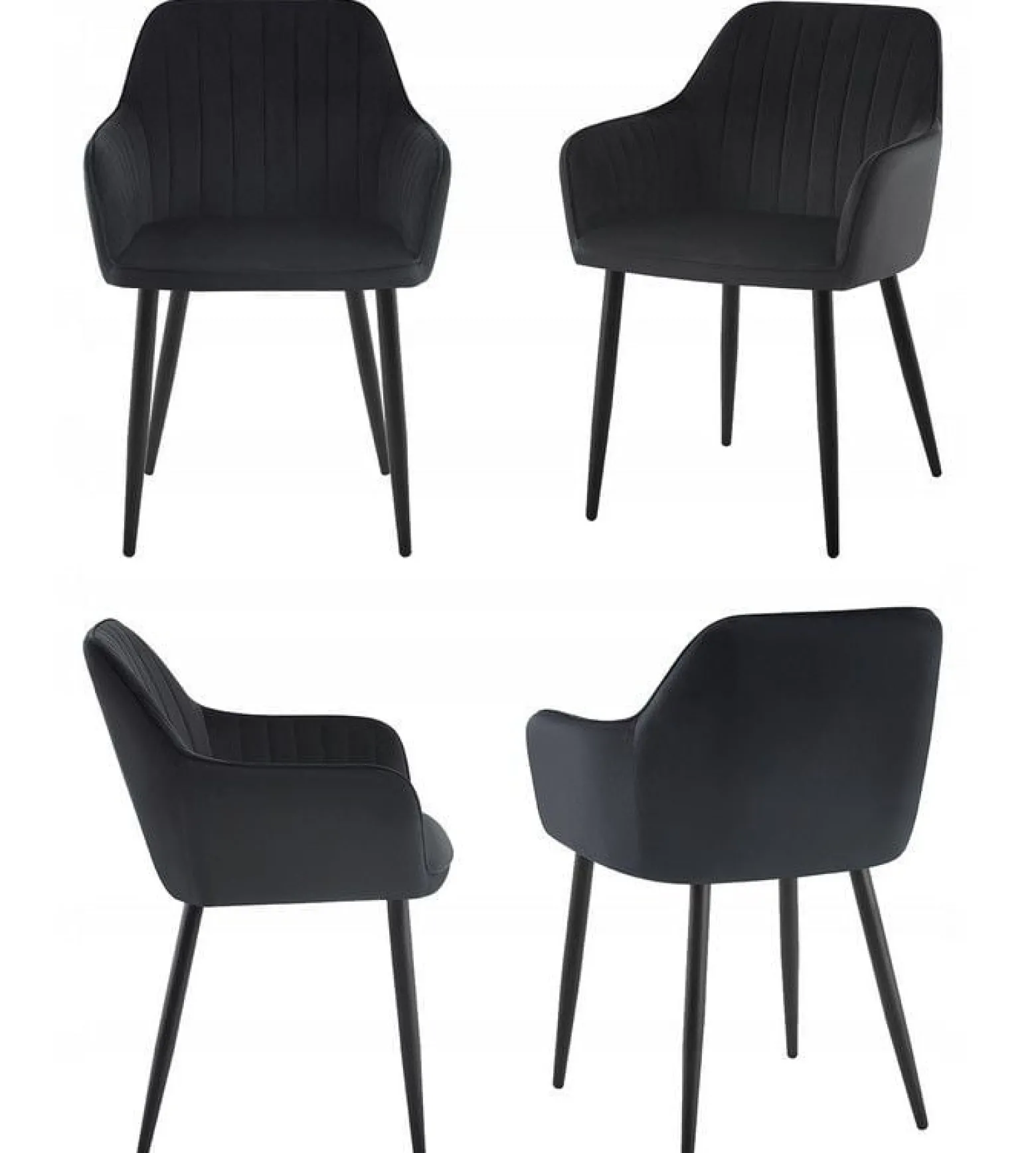 Krzesło tapicerowane velvet czarne MARIA3 paski loft glamour do salonu