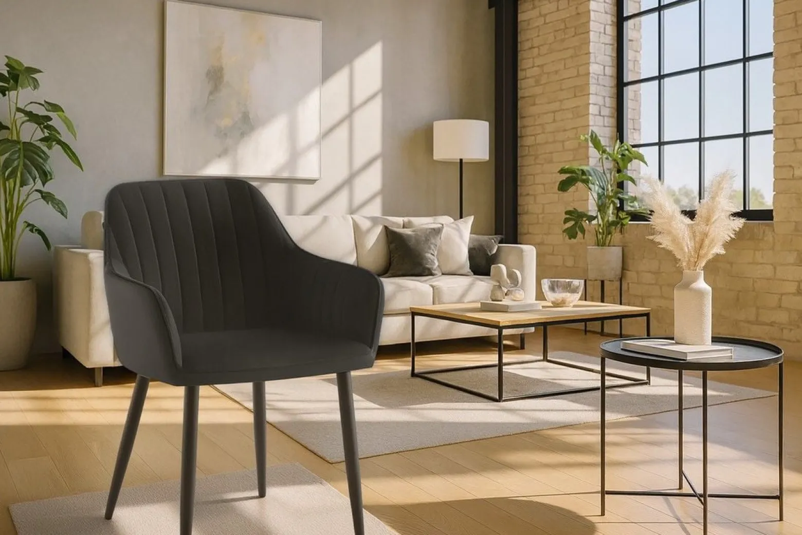 Krzesło tapicerowane velvet czarne MARIA3 paski loft glamour do salonu