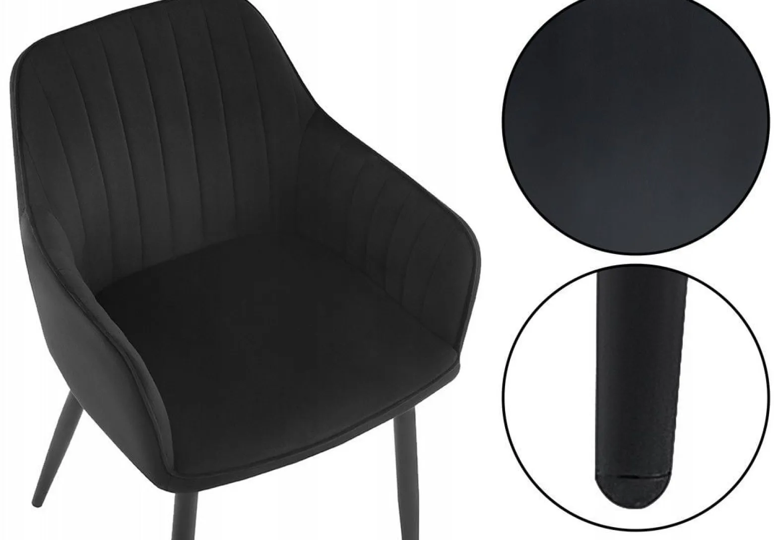 Krzesło tapicerowane velvet czarne MARIA3 paski loft glamour do salonu