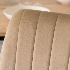 Krzesło Tapicerowane Welurowe Beżowe Do Jadalni Salonu Kuchenne Loft BARI