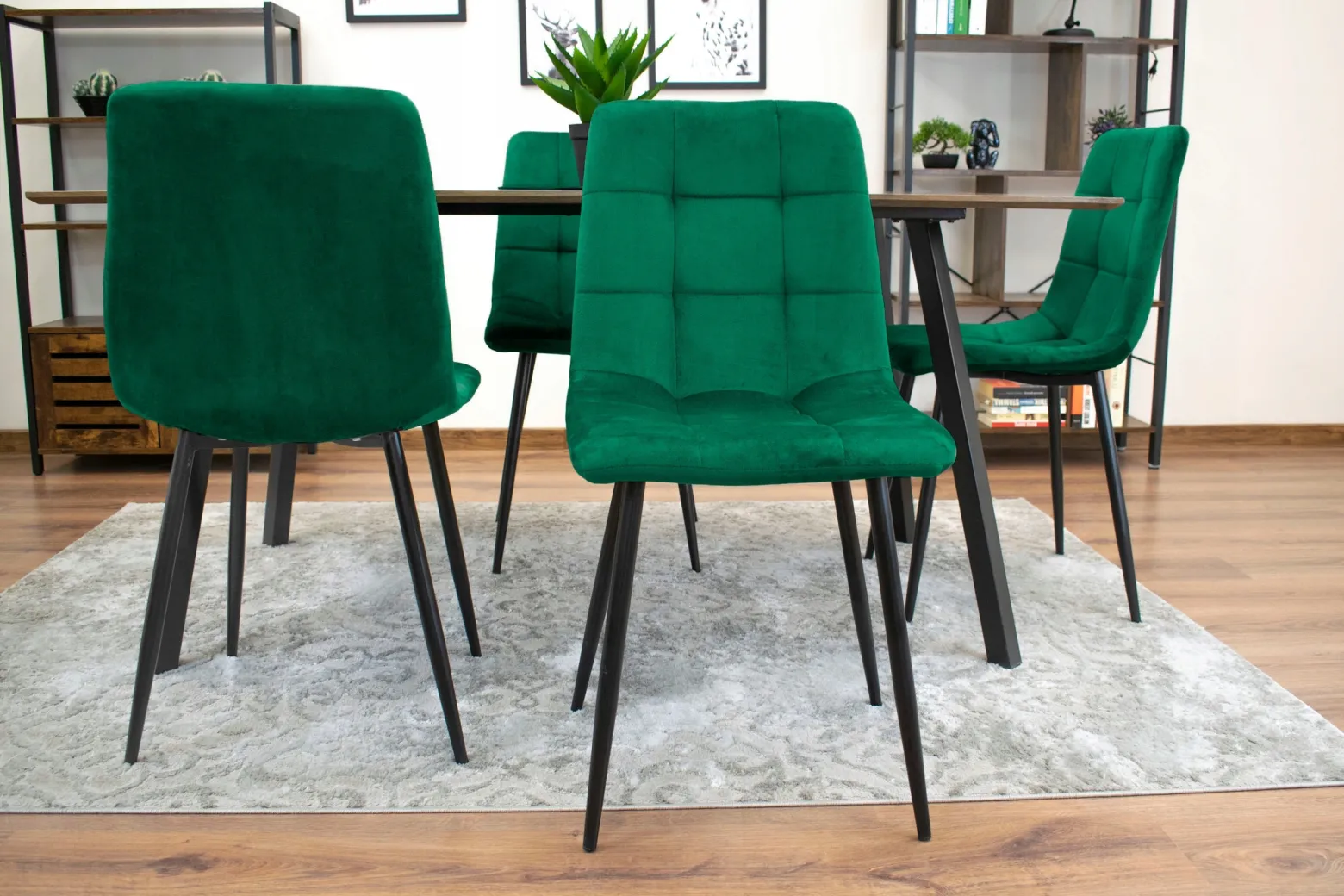 Krzesło Tapicerowane Welurowe Velvet Do Salonu Kuchni Jadalni Cube Zielone