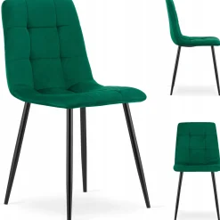 Krzesło Tapicerowane Welurowe Velvet Do Salonu Kuchni Jadalni Cube Zielone