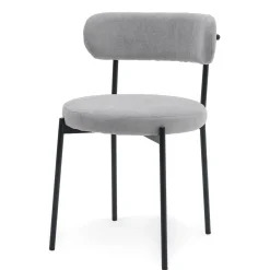 Krzesło tkanina boucle szary TEDDY do salonu jadalni tapicerowane