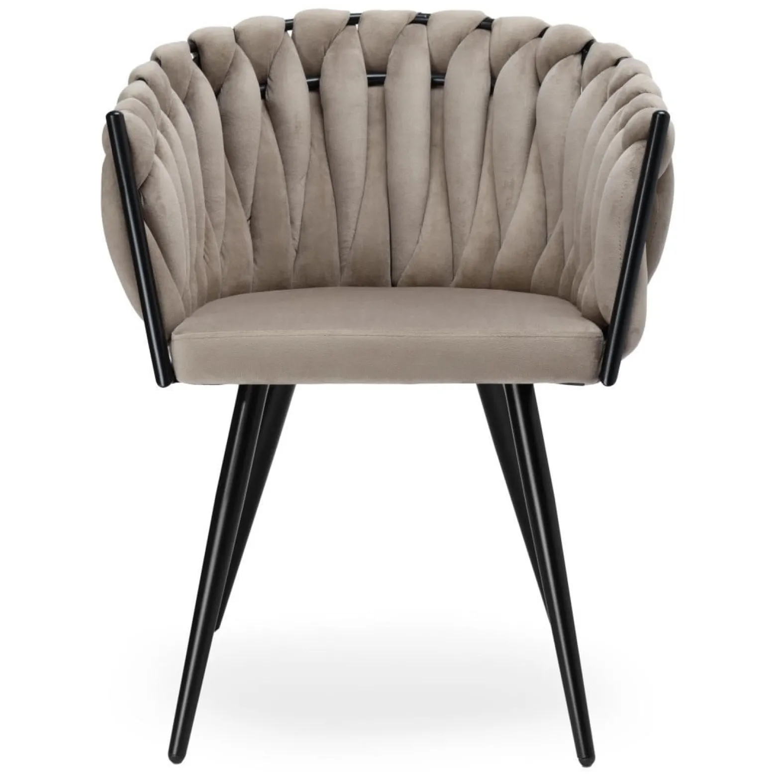 Krzesło welurowe plecione ASTON VELVET taupe beżowe