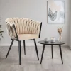 Krzesło welurowe plecione COFTON Black VELVET beżowy