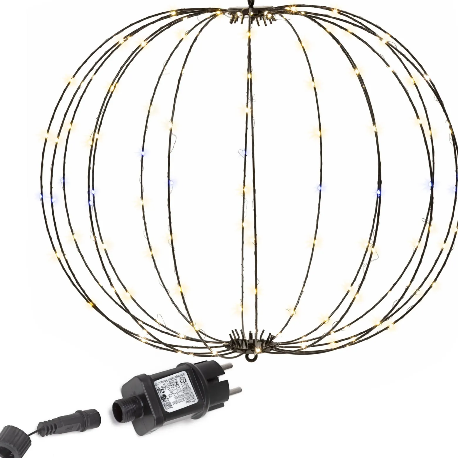 Kula świąteczna do ogrodu 160 LED bombka IP44 ciepły biały + biały flash