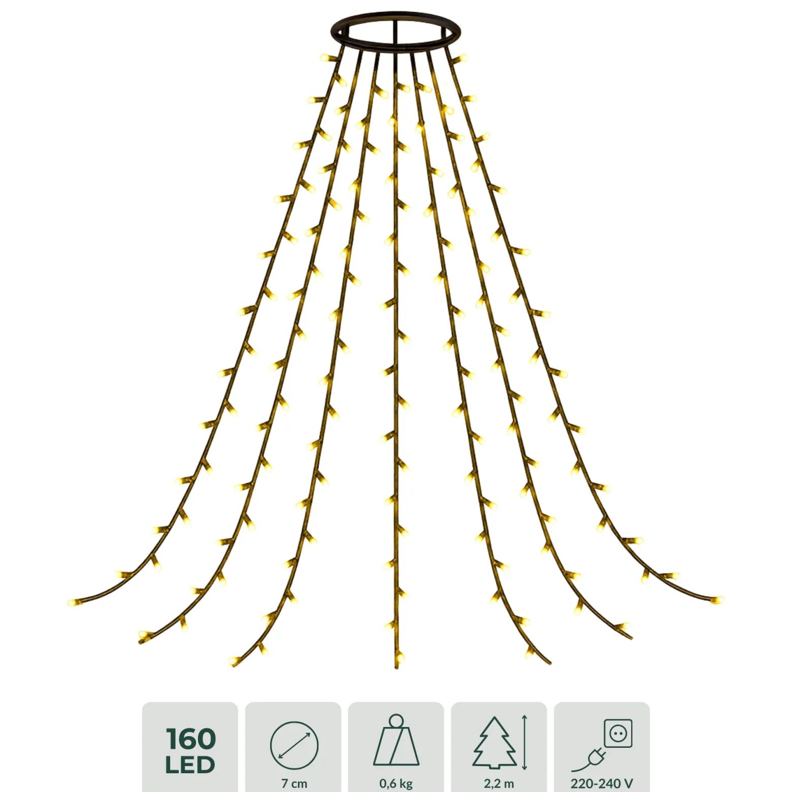 Kurtyna Świetlna Lampki Na Choinkę 160 lampek LED 8 Pasm