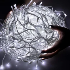 Kurtyna świetlna 300 led girlanda lampki zew. 15,5m biały zimny