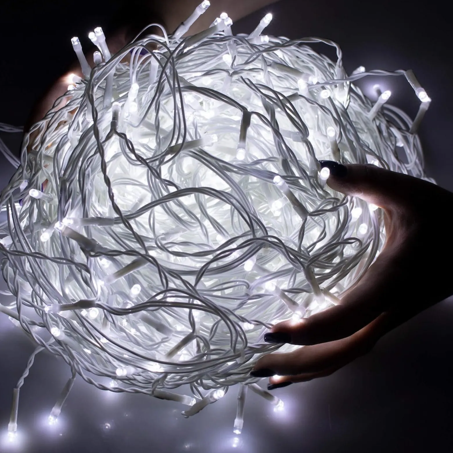 Kurtyna świetlna 300 led girlanda lampki zew. 15,5m biały zimny