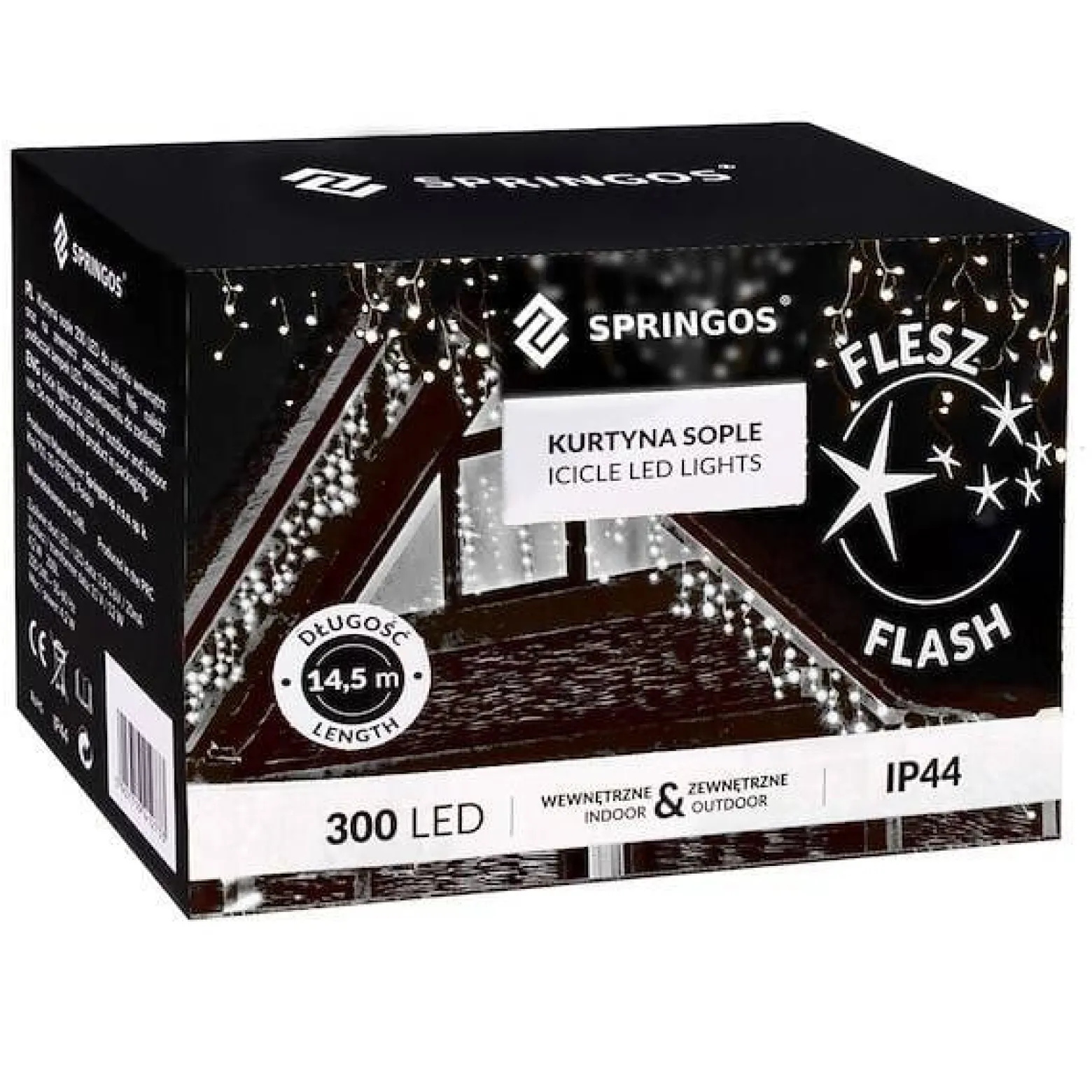 Kurtyna świetlna 300 led girlanda lampki zew. 15,5m biały zimny