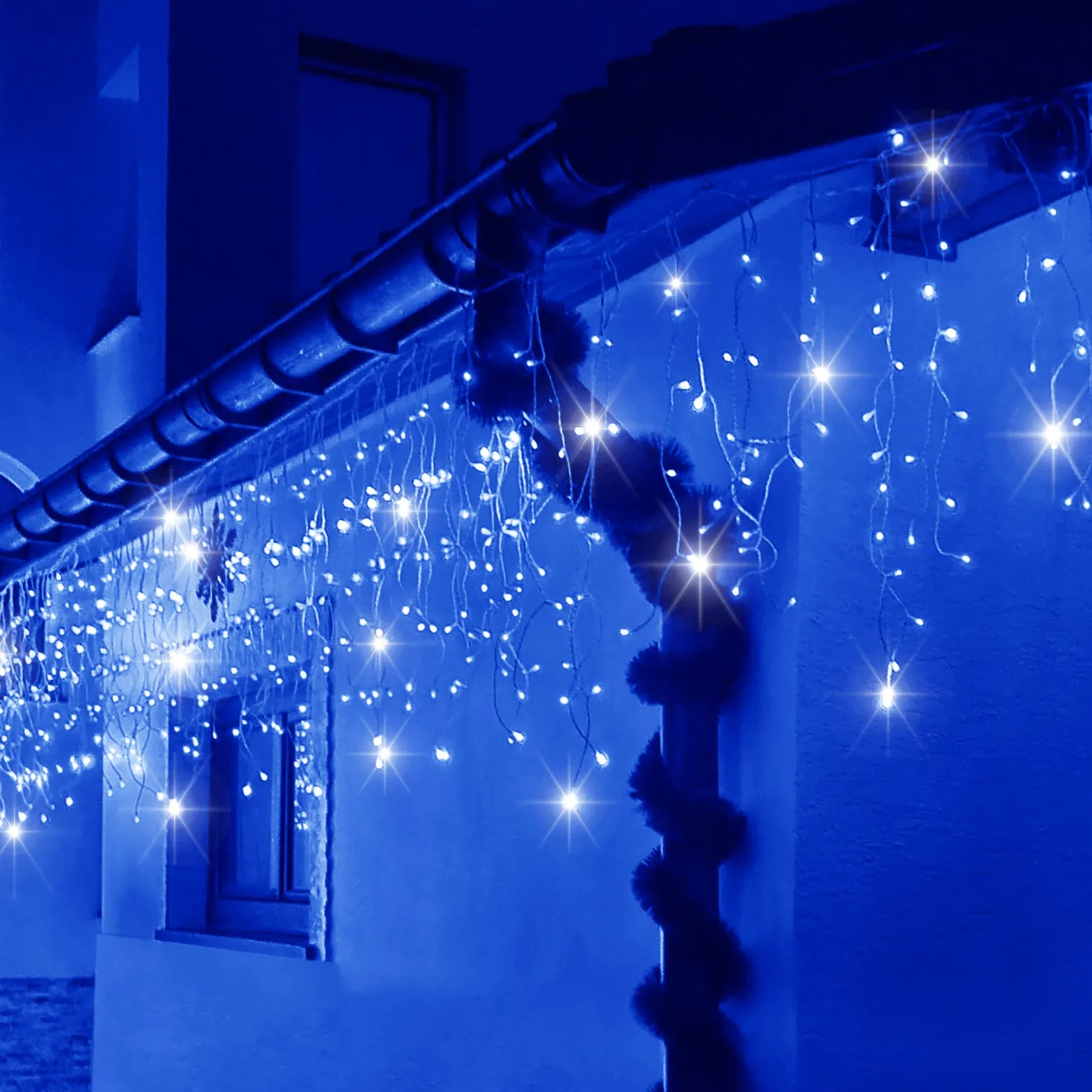 Kurtyna świetlna 500 led girlanda lampki zew sople niebieski