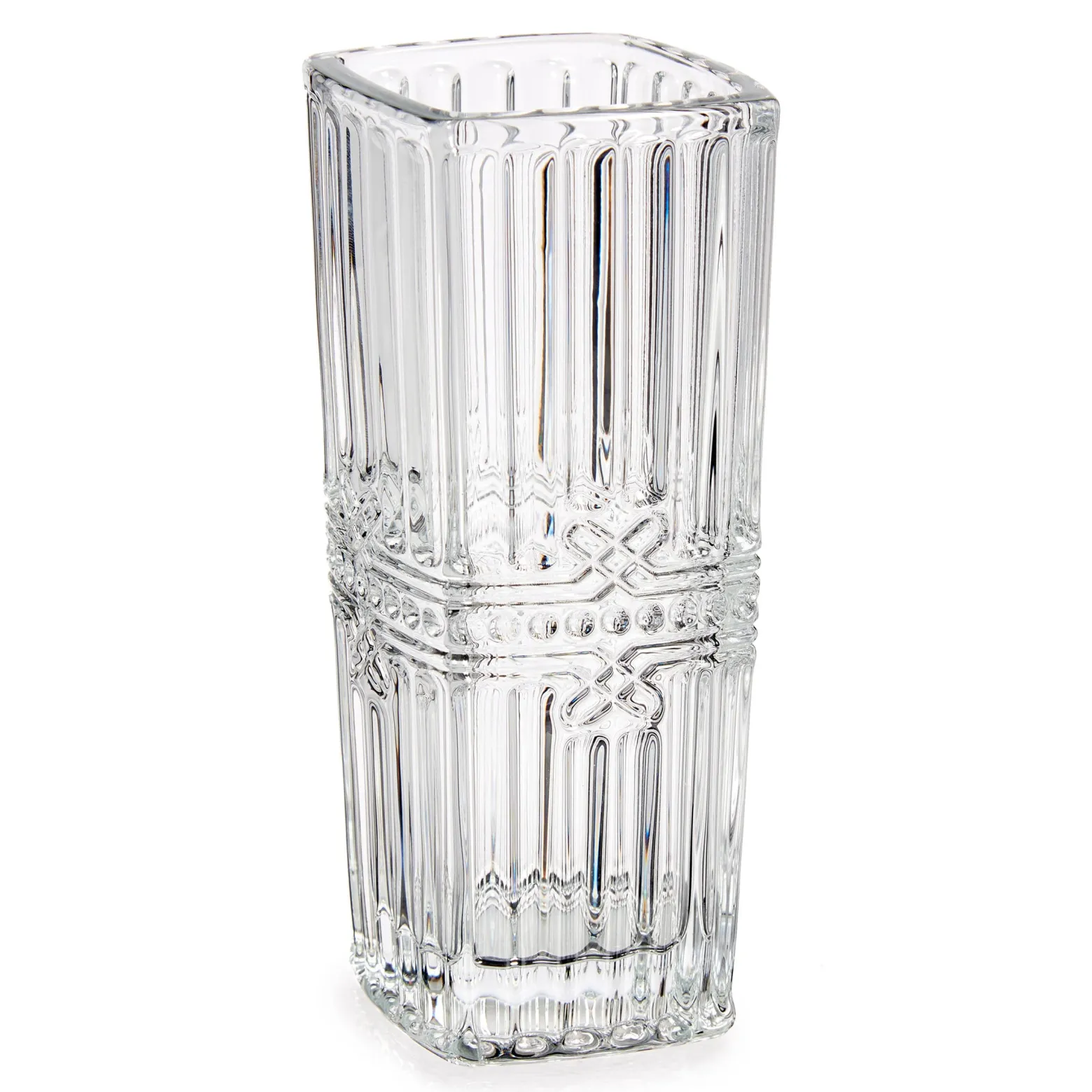 Kwadratowy wazon z kryształowym wzorem, 15 cm